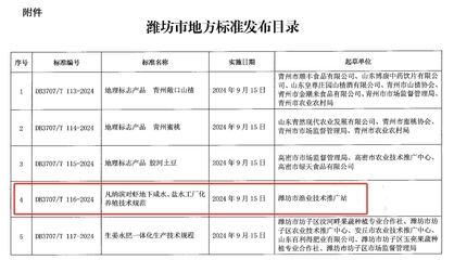 《DB 3707/T 116-2024 凡納濱對蝦地下咸水、鹽水工廠化養殖技術規范》發布 推動技術推廣的關鍵一步